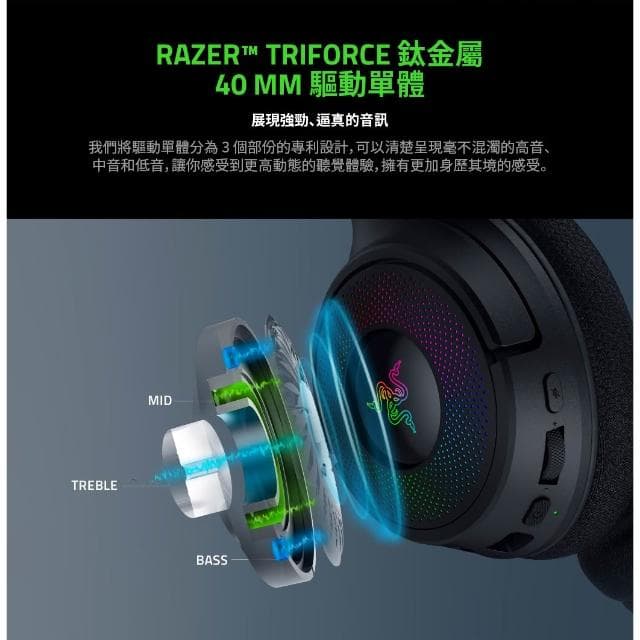 【Razer 雷蛇】Kraken V4 北海巨妖 RGB 無線電競耳機 無線耳機麥克風 無線遊戲耳麥