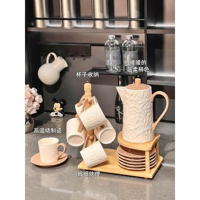 輕奢杯子茶具杯具茶壺套裝家用客廳待客陶瓷水杯水壺喬遷新居禮品