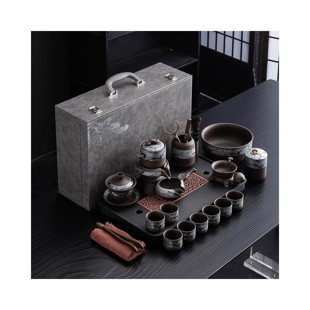 紫砂旋轉功夫茶具套裝家用陶瓷簡約輕奢泡茶可攜式旅行包高檔送禮
