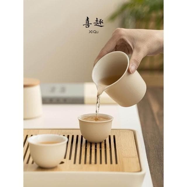 輕奢高檔側把壺功夫茶具套裝中式家用陶瓷喝茶杯幹泡盤伴手禮