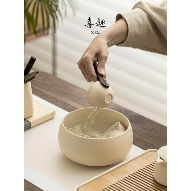 輕奢高檔側把壺功夫茶具套裝中式家用陶瓷喝茶杯幹泡盤伴手禮
