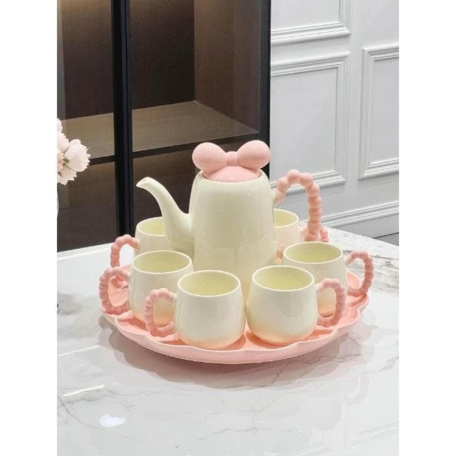 奶油風陶瓷水杯子家用套裝茶杯茶具茶壺輕奢客廳喬遷生日禮物送人