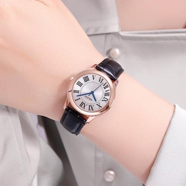 【KEZZI】KEZZI珂紫新款 羅馬字體石英錶 日本機芯 文青氣質款 復古藝術氣質 閨密對錶 情人節禮物 買錶附贈電池2384