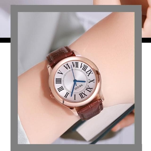 【KEZZI】KEZZI珂紫新款 羅馬字體石英錶 日本機芯 文青氣質款 復古藝術氣質 閨密對錶 情人節禮物 買錶附贈電池2384