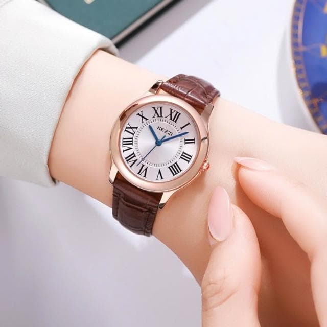 【KEZZI】KEZZI珂紫新款 羅馬字體石英錶 日本機芯 文青氣質款 復古藝術氣質 閨密對錶 情人節禮物 買錶附贈電池2384
