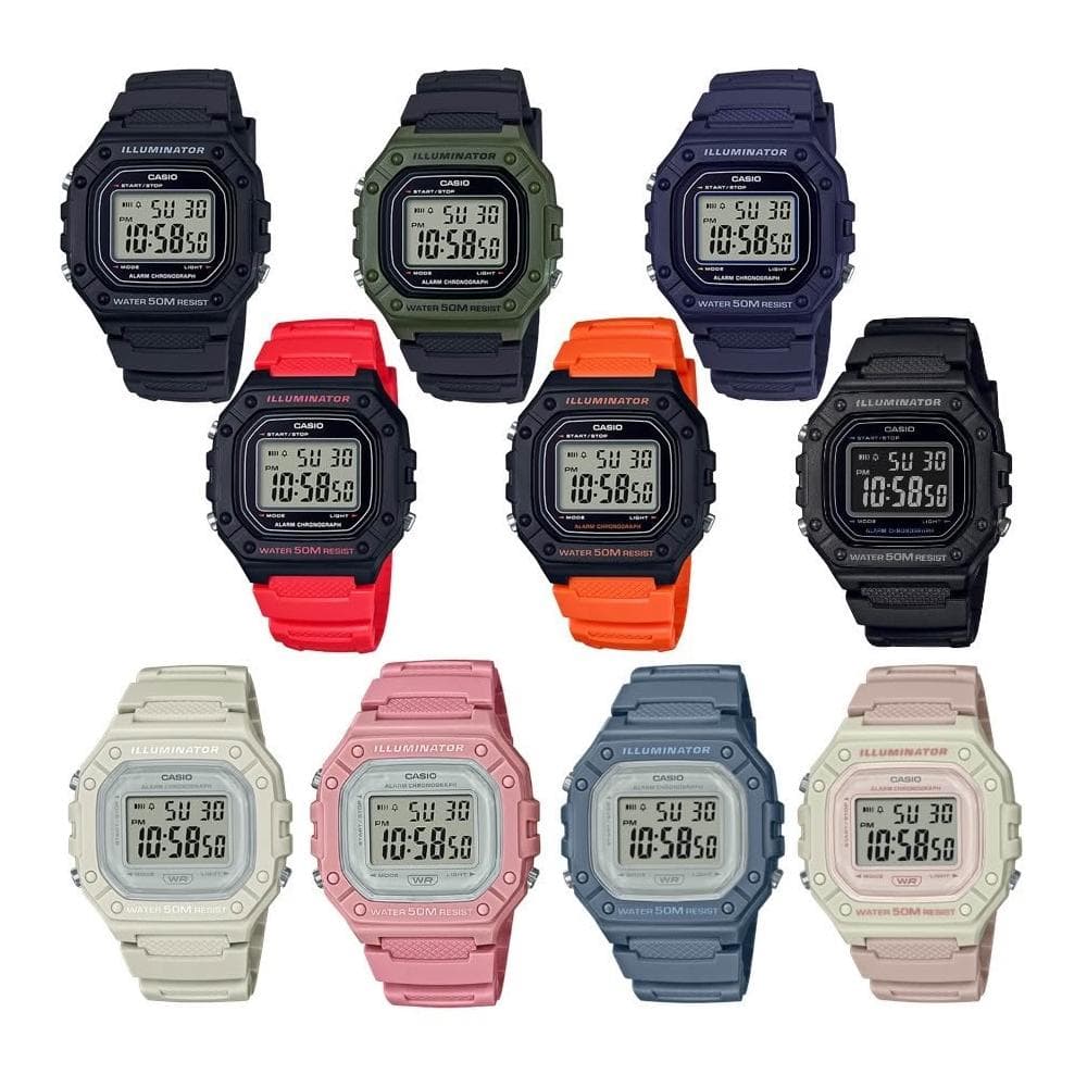 【CASIO 卡西歐】經緯度鐘錶CASIO電子錶50米防水 年度新款熱銷 運動款  學生電子錶大字幕 復古方形款 超低折扣↘ W-218H