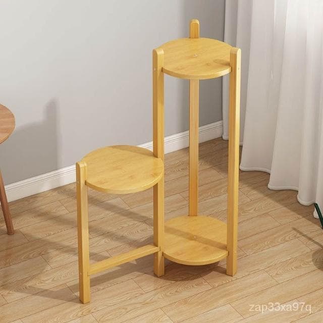 限時特惠 新中式花架子室內傢用客廳植物架落地式雙層多功能置物架盆栽盆景 多層花架 花盆 花架 花架 實木花架盆栽架 多