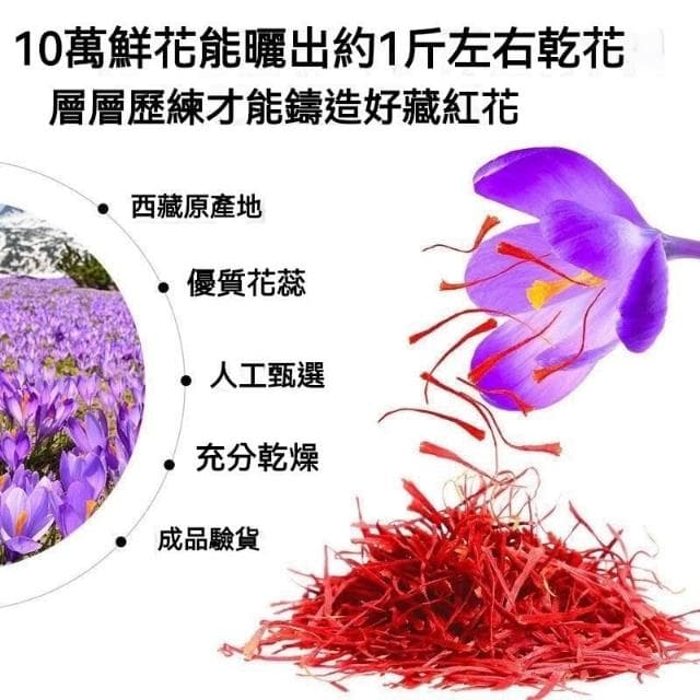 優選特級野生正宗藏紅花 紅花泡腳 泡水泡茶喝 西藏特產 1瓶1g裝 h
