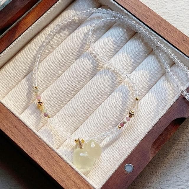 【Paiya 派亞】可愛貓 天然 粉水晶 紫水晶 黃水晶小貓吊墜 碧玺 項鏈 吊墜交換禮物/過年送禮