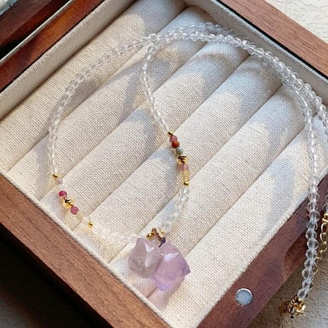【Paiya 派亞】可愛貓 天然 粉水晶 紫水晶 黃水晶小貓吊墜 碧玺 項鏈 吊墜交換禮物/過年送禮