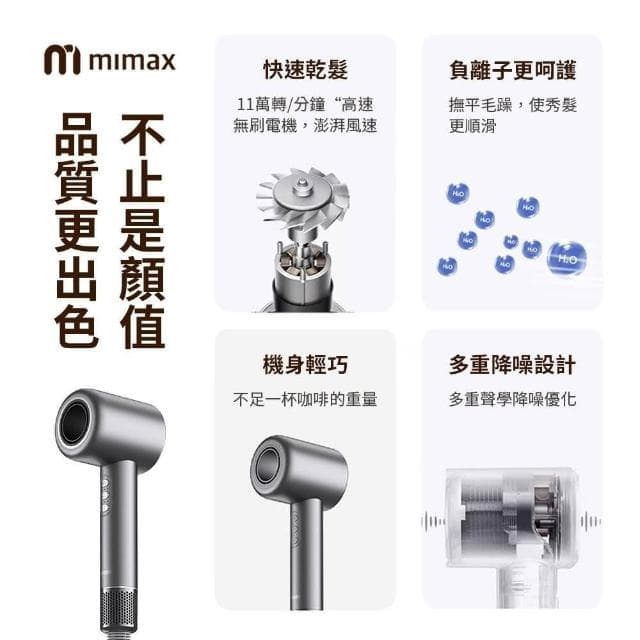 【mimax 米覓】高速負離子吹風機吹風機 11萬轉 2億負離子 護髮精華 頭皮護理