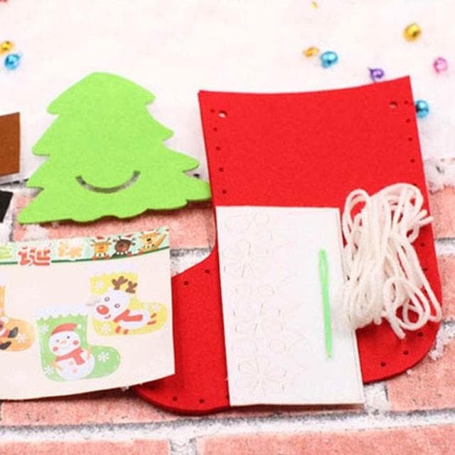 聖誕襪材料包 (聖誕節 聖誕襪 材料包 DIY手作 彩色禮物襪 耶誕 聖誕)