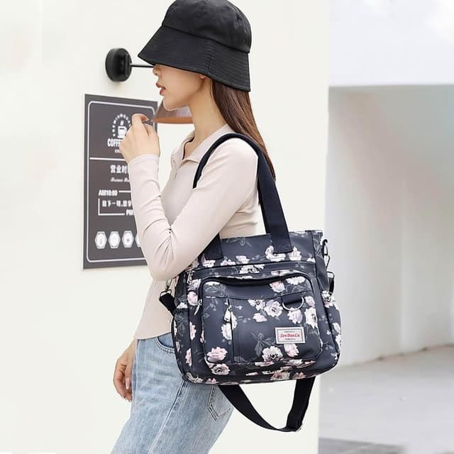 【MoonDy】包包 托特包 單肩包 斜背包 防潑水單肩包 女包 大容量托特包 大容量單肩包 印花尼龍包 生日禮物 女生禮物實用