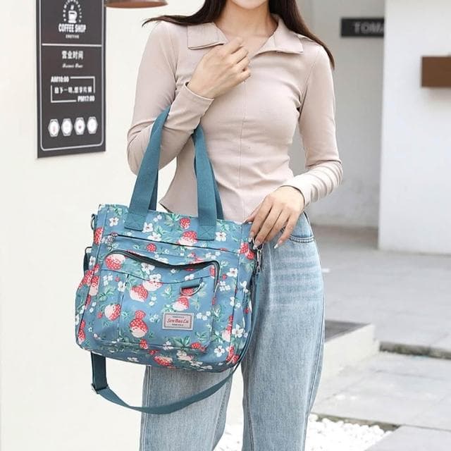 【MoonDy】包包 托特包 單肩包 斜背包 防潑水單肩包 女包 大容量托特包 大容量單肩包 印花尼龍包 生日禮物 女生禮物實用