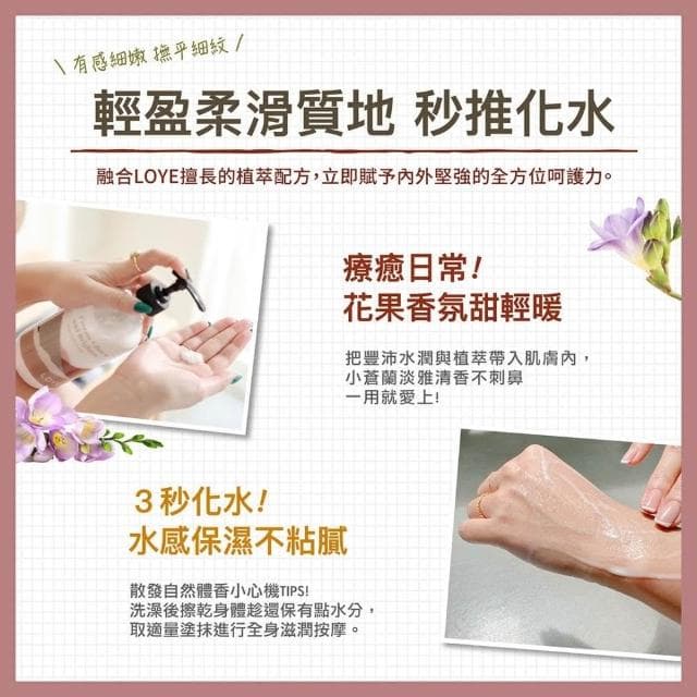 【LOYE 樂妍】小蒼蘭晶凝潤白香水身體乳515ml｜名人推薦、連續5年霸榜單品NO.1 / 一抹深度水嫩潤，一瓶速造水極光