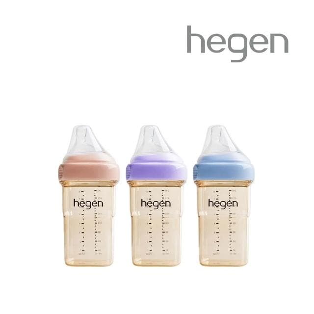 【hegen】金色奇蹟PPSU多功能方圓型寬口奶瓶 240ml 單瓶組 (嫣粉/沁藍/漾紫)