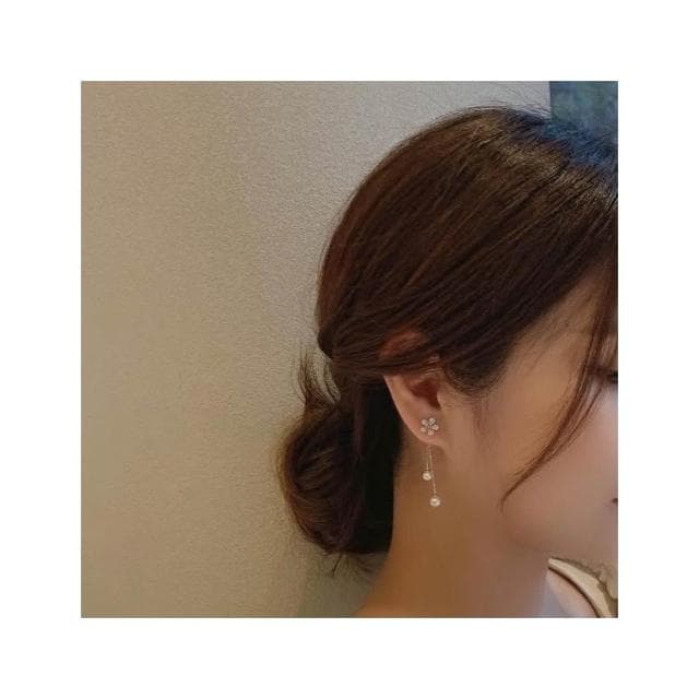 Miss Si 現貨速發 韓版S925銀針可拆微鑲鑽石花朵長款耳環 鑲鑽氣質淑女珍珠甜美可愛時尚質感珍珠耳墜耳線耳飾耳針