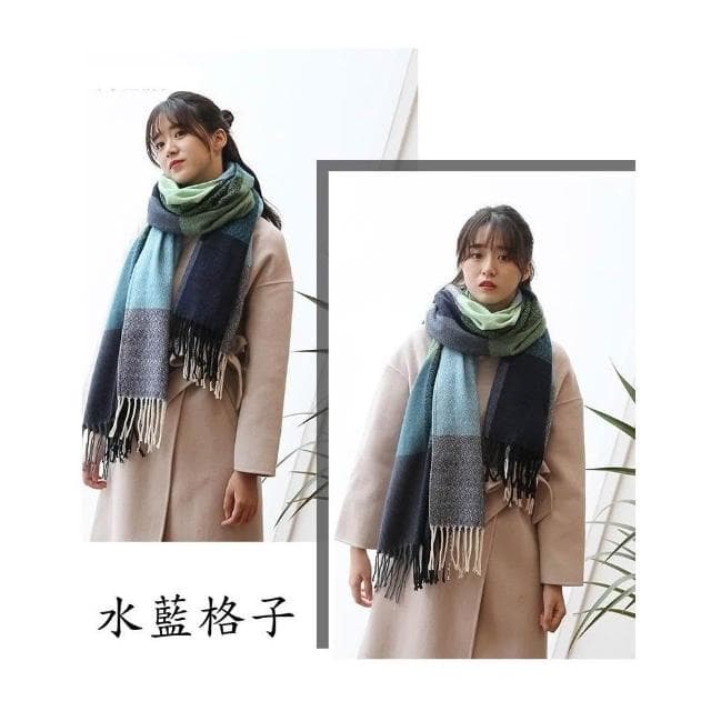 JMI 韓系冬季日系圍巾 保暖仿羊絨柔軟抗寒流蘇格子百搭復古情侶圍巾女 保暖 復古 韓系