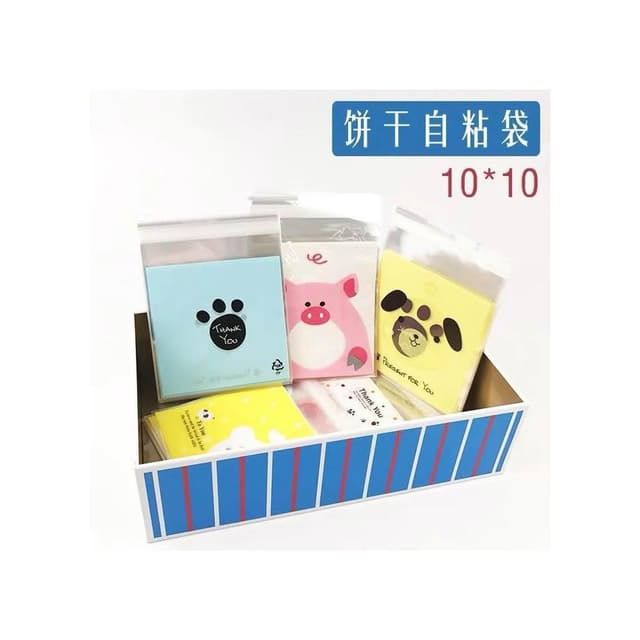 ✿禎巧妙✿ 台灣現貨 包裝袋 10*10 包裝袋 超可愛小兔小熊小狗小貓西點袋 自粘袋 禮物包裝 餅乾袋 糖果袋 月餅袋