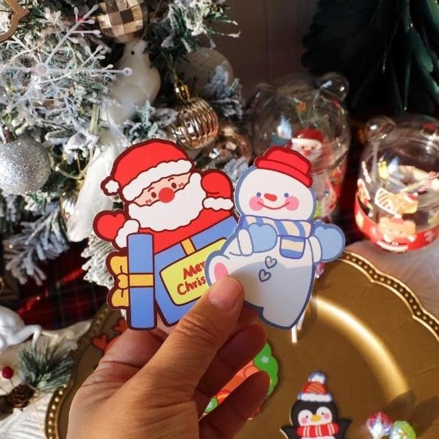 禎巧妙 台灣現貨 聖誕節紙卡 50入 聖誕節 棒棒糖 紙卡  聖誕老人 企鵝棒棒糖裝飾紙卡片 派對裝飾 交換禮物