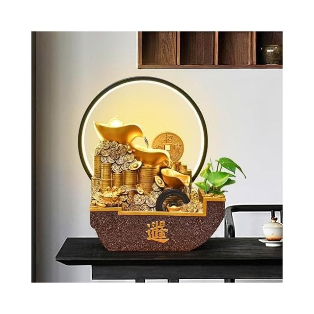 招財流水生財擺件開店禮物循環水噴泉擺件開業禮物喬遷禮物入厝入厝禮物開幕居家擺件辦公室客廳桌麵風水輪造景