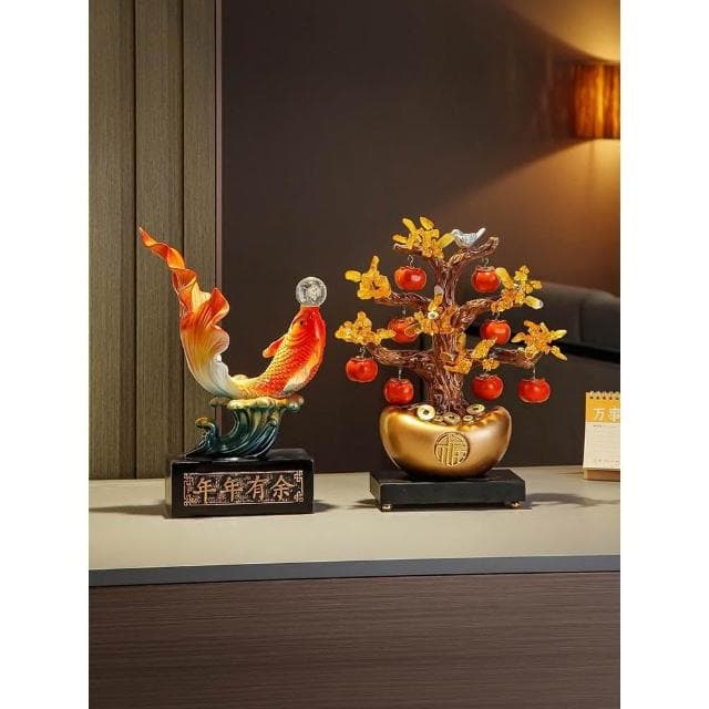 年年有餘辦公室錦鯉魚桌面開業招財擺件客廳酒櫃裝飾喬遷新居禮物