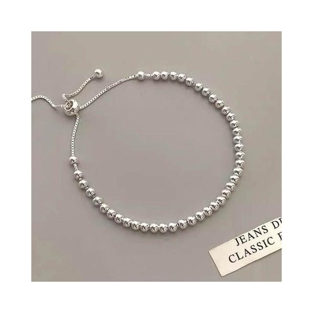 Sweet Air  通體純銀 全銀 S925純銀 滑扣式 光面豆豆純銀手鍊 Y2369 串珠純銀手環