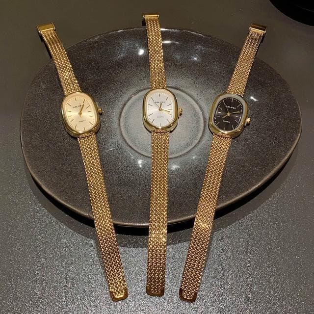 【EMMA SUE】石英錶 錶 氣質 手錶 金色手錶 女生手錶 精緻 學生手錶 韓版手錶 ins風 高級感 指針式 復古錶 橢圓形錶 