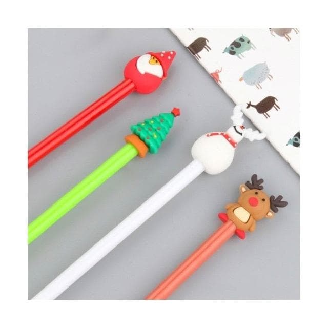 聖誕筆-立體D款 老公公 麋鹿 雪人 小熊 創意文具 中性筆 簽字筆 可愛 卡通筆 水性筆 贈品 交換禮物 招生筆