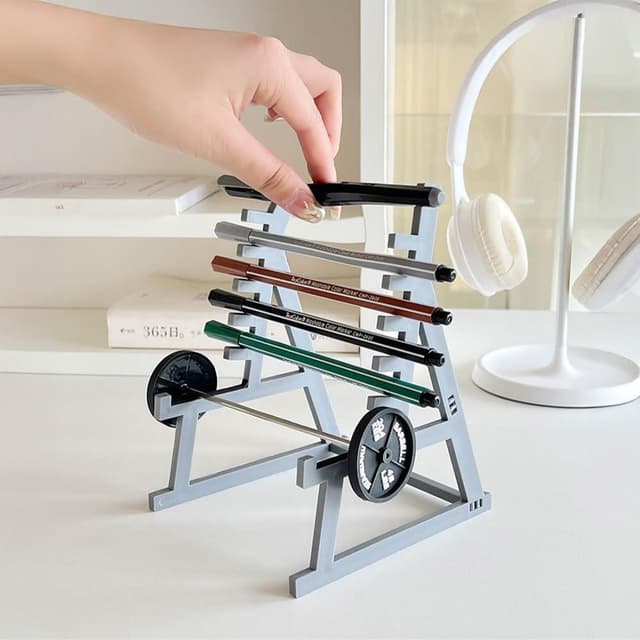 啞鈴架造型筆架 造型筆架 文具 畢業禮物 交換禮物 辦公室用具 健身房槓鈴筆架 書桌擺飾 解壓舉重 辦公室小物 筆支架