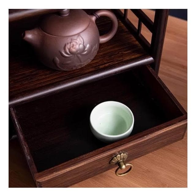 桌面茶具置物架茶架子小型博古架茶臺實木中式茶葉展示櫃茶桌擺件