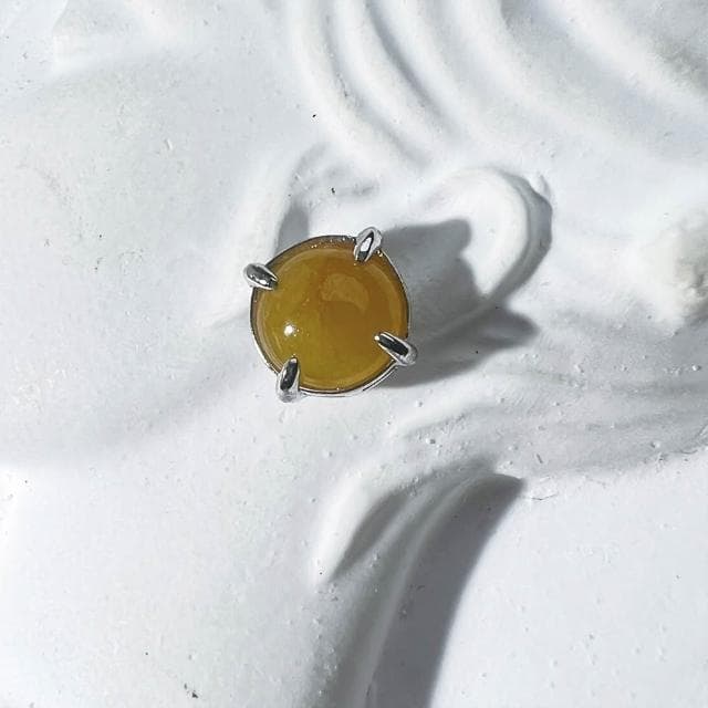 【玉我翡翠】黃翡 耳針 耳釘 925純銀耳飾 M1861*1 緬甸A貨翡翠【玉我翡翠】耳環 純銀飾品