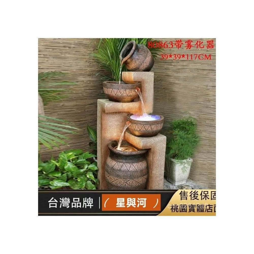 XYH 小橋流水 歐式流水噴泉 創意家居陽臺造景 庭院花園布置裝飾 景觀風水招財擺件 流水聚寶盆 喬遷禮物 XBFR