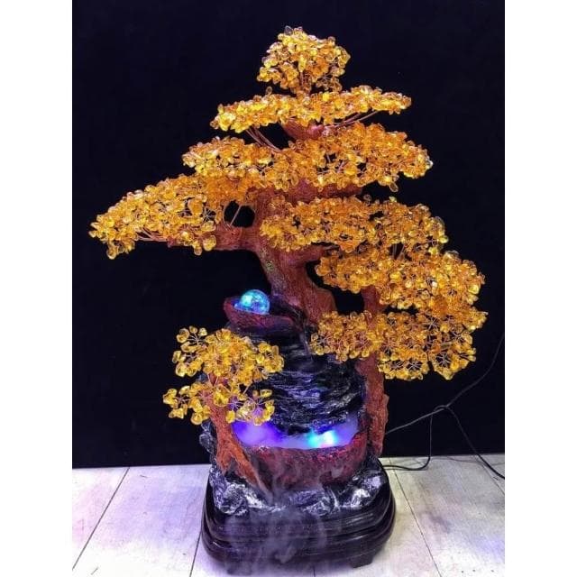 風水擺件 裝飾品 桌麵擺件 居家擺件 招財闢邪 黃水晶樹擺件流水財源滾滾客廳聚寶喬遷禮品店鋪開業禮物