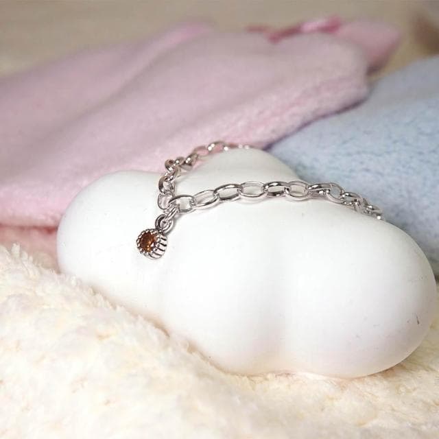 【ART64】寶寶純銀手鍊 彌月禮盒 12款天然石任選 新生兒禮物/兒童生日禮推薦(附提袋與擦銀布)