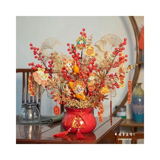 新年抱抱桶(過年裝飾/聚寶盆/福桶/開業/喬遷/喜慶花籃/新年裝飾/花籃/禮物)
