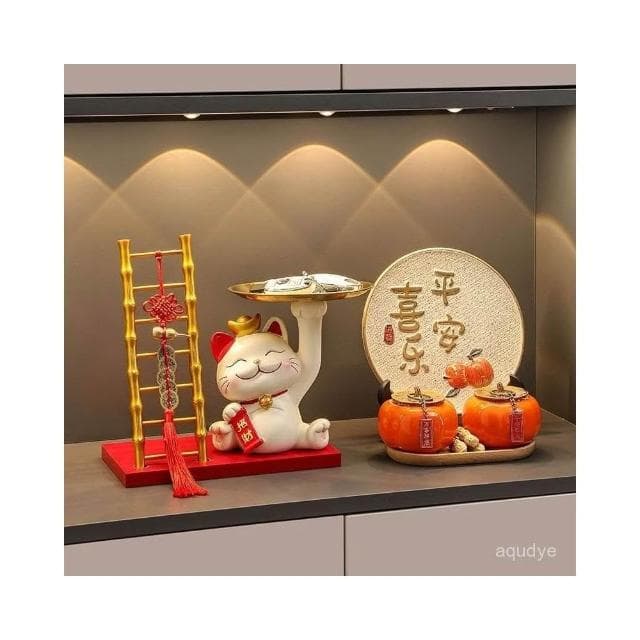 招財貓 招財貓擺件 招財擺飾 鑰匙託盤 玄關擺件 客廳擺飾 家居裝飾品 電視櫃擺件 喬遷禮品 入厝禮物 交換禮物