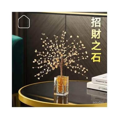 招財樹 招財水晶樹 客廳擺件 風水擺件 半手工 開運小擺件  排除負能量 磁場淨化 桌麵擺件 交換禮物 生日禮物