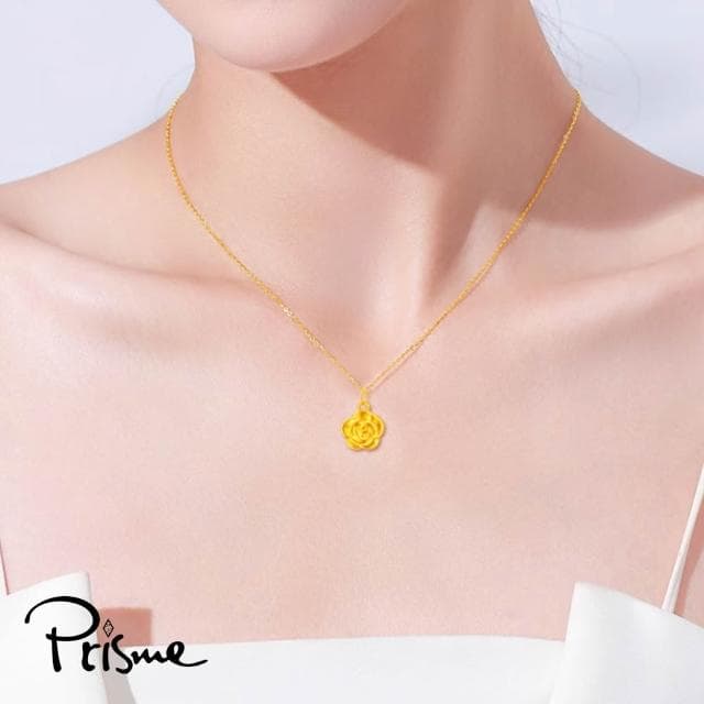 【Prisme】黃金項鍊 玫瑰鍊墜項鍊 (金重:約0.07錢±0.03)
