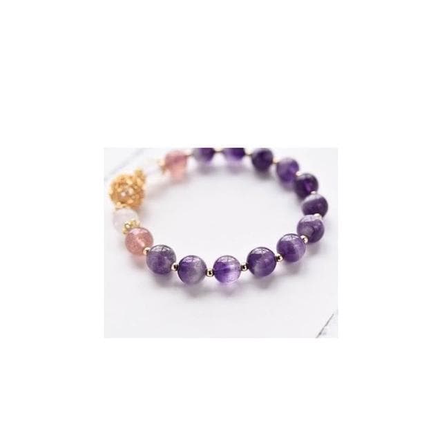 【開運堂】送紫南宮過爐錢母天然夢幻紫水晶鍍金手鍊招桃花轉運水晶串珠手鍊飾品開運水晶