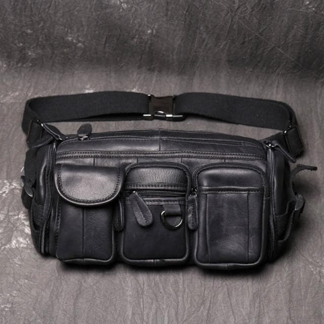【巴黎精品】紐約精品 父親節禮物 現貨+預購 真皮腰包胸包側背包真皮革隨身包-頭層牛皮復古多格男包包2色a1js72