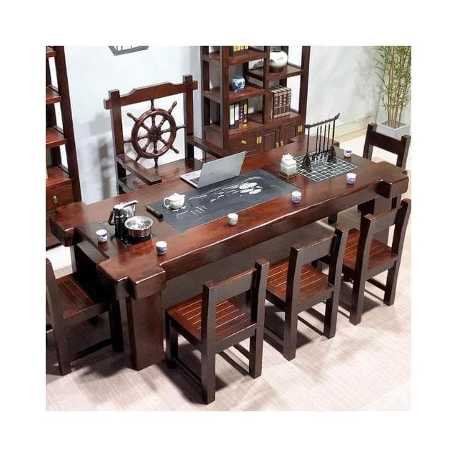 老船木茶桌椅組合實木辦公室泡茶臺茶具套裝桌子一體功夫茶幾家用