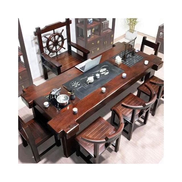 老船木茶桌椅組合實木辦公室泡茶臺茶具套裝桌子一體功夫茶幾家用