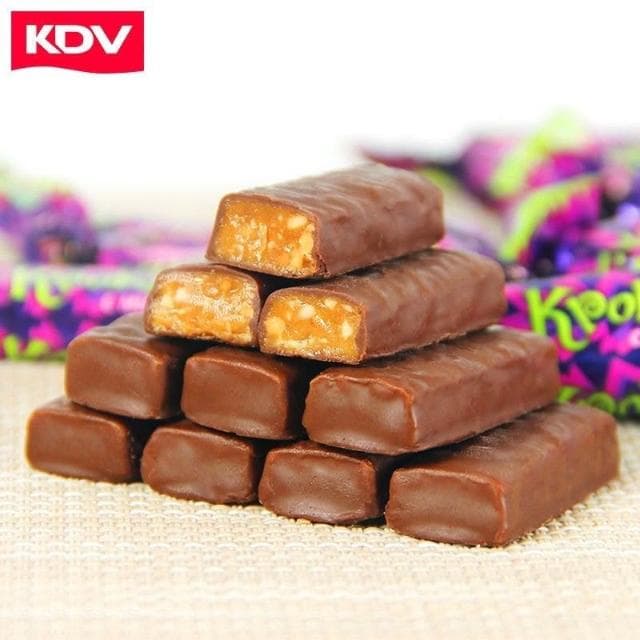 kdv俄羅斯紫皮糖進口小零食品批髮巧剋力夾心糖果散裝喜糖紙皮糖