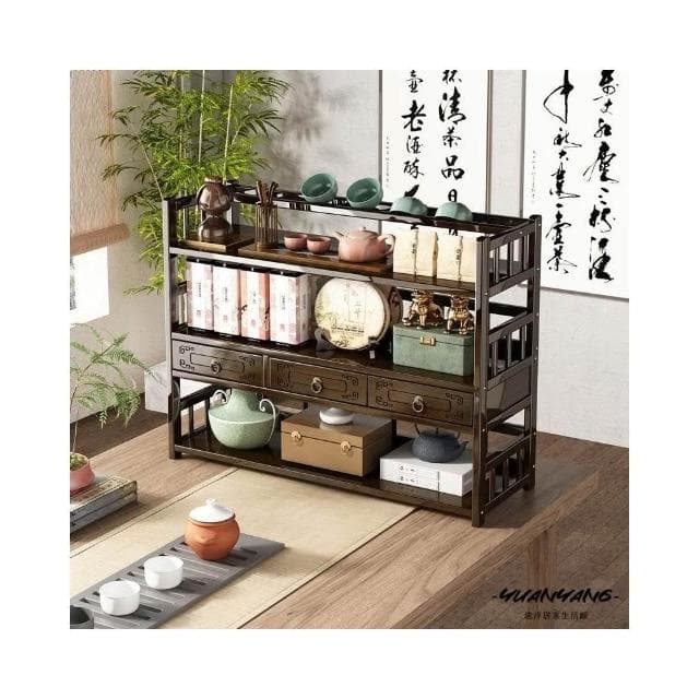 茶杯架 博古架 展示櫃 擺件櫃 茶壺置物架 茶具茶器收納架茶杯架子茶具收納架中式博古架小型桌上置物架多層紫砂壺擺放展示