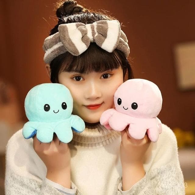 玩具女孩子雙麵章魚小公仔八爪魚毛絨玩具可翻麵變臉玩偶生日禮物