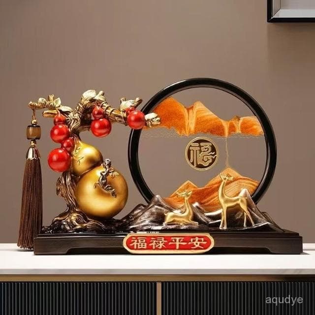 漫生活招財黃水晶葫蘆流沙畫 水晶樹 流沙畫擺飾 客廳招財電視櫃酒櫃辦公室裝飾品 開幕送禮 交換禮物