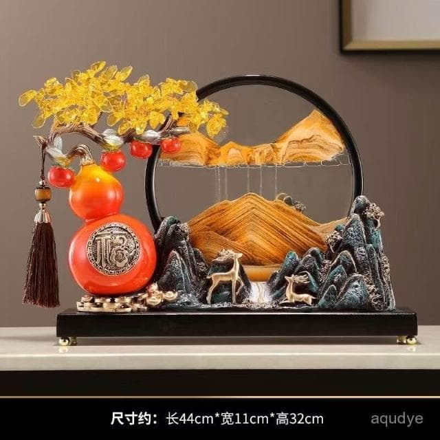 漫生活招財黃水晶葫蘆流沙畫 水晶樹 流沙畫擺飾 客廳招財電視櫃酒櫃辦公室裝飾品 開幕送禮 交換禮物