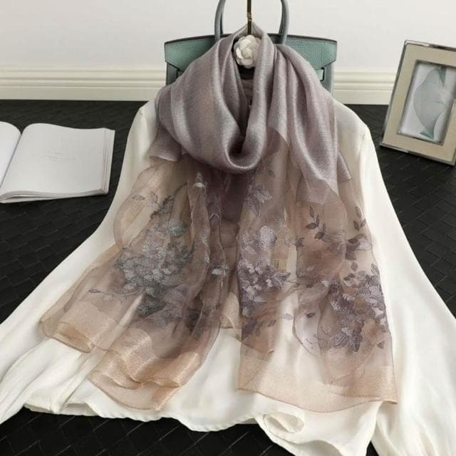 【巴黎精品】現貨+預購 絲質絲巾羊毛圍巾-海棠花刺繡絲滑捲邊女配件8色a1gt16