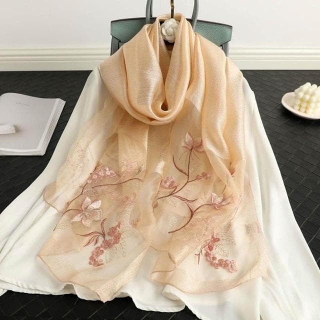 【巴黎精品】現貨+預購 絲質絲巾羊毛圍巾-刺繡花卉披巾絲滑女配件7色a1gt54